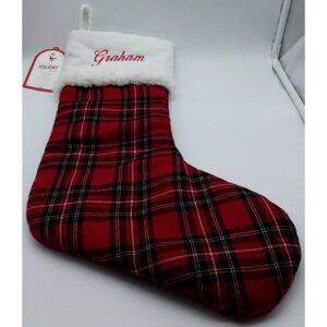 Pottery Barn Kids Graham Tartan Plaid Stocking Holiday Christmas Quilted Xmas